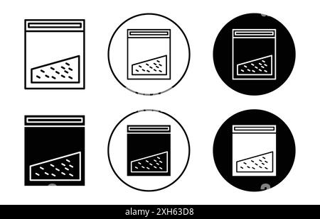 Icona pacchetto cocaina simbolo vettoriale o raccolta set di segni in bianco e nero Illustrazione Vettoriale