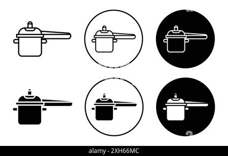 Icona della pentola a pressione simbolo vettoriale o collezione di set di simboli in bianco e nero Illustrazione Vettoriale