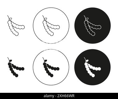 Icona Tamarind simbolo vettoriale o collezione set di segni in bianco e nero Illustrazione Vettoriale