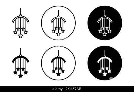 Icona ninnananna giocattolo simbolo vettoriale o collezione di set di cartelli con contorno bianco e nero Illustrazione Vettoriale