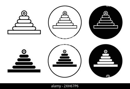 Icona del giocattolo piramidale simbolo vettoriale o collezione di set di insegne in bianco e nero Illustrazione Vettoriale