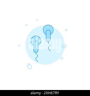 Icona cuffie portatili. Illustrazione piatta. Stile linea riempito. Design monocromatico blu. Foto Stock