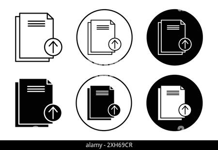 Carica l'icona del file il simbolo vettoriale o la raccolta di set di segni in bianco e nero Illustrazione Vettoriale