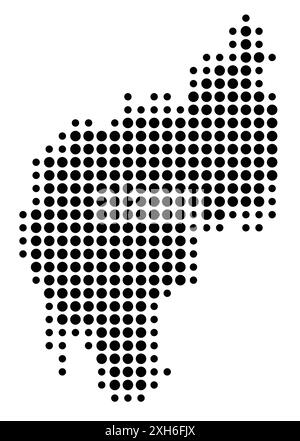 Mappa dei simboli dello Stato Tripura (India) che mostra lo stato/provincia con un motivo di cerchi neri Illustrazione Vettoriale