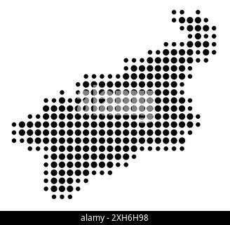 Mappa dei simboli della regione Ustecky (Repubblica Ceca) che mostra lo stato/provincia con un motivo di cerchi neri Illustrazione Vettoriale