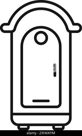 Semplice disegno in linea di una cabina doccia, che ne mette in risalto il design minimalista Illustrazione Vettoriale