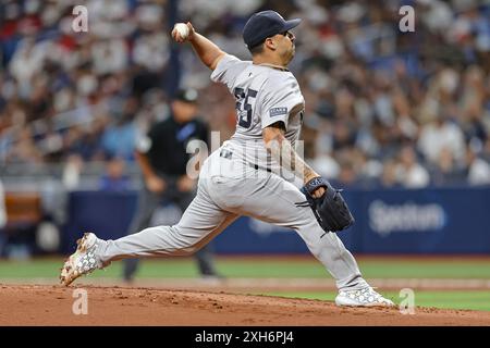 St. Petersburg, Florida, Stati Uniti. 11 luglio 2024. Il lanciatore dei New York Yankees Nestor Cortes (65) lanciò un campo durante una partita della MLB contro i Tampa Bay Rays venerdì 28 giugno 2024 al Tropicana Field. I Rays batterono gli Yankees 5-4. (Credit Image: © Kim Hukari/ZUMA Press Wire) SOLO PER USO EDITORIALE! Non per USO commerciale! Foto Stock