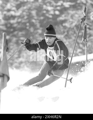 Hahnenkamm Race in Kitzbühel 24.01.1965 Slalom Men Jean Claude Killy Francia. [traduzione automatizzata] Foto Stock