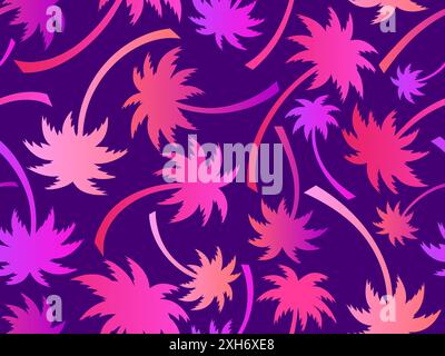 Palme senza cuciture. Palme colorate e sfumate. Sfondo con un motivo tropicale di palme. Ora legale. Design per sfondi, striscioni Illustrazione Vettoriale