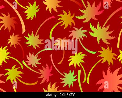 Palme senza cuciture. Palme colorate e sfumate. Sfondo con un motivo tropicale di palme. Ora legale. Design per sfondi, striscioni Illustrazione Vettoriale