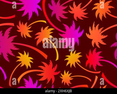 Palme senza cuciture. Palme colorate e sfumate. Sfondo con un motivo tropicale di palme. Ora legale. Design per sfondi, striscioni Illustrazione Vettoriale