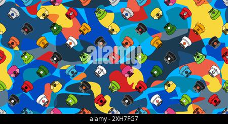 Sfondo vettoriale con motivo Street Art Street Art di Graffiti in stile urbano astratto e colorato alla moda Illustrazione Vettoriale