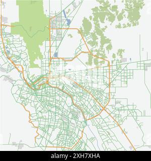 Road map of El Paso in Texas. Contains layered vector with roads water, parks, etc. Stock Vector