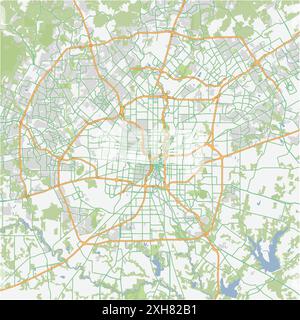 Road map of San Antonio in Texas. Contains layered vector with roads water, parks, etc. Stock Vector