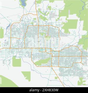 Road map of Phoenix in Arizona. Contains layered vector with roads water, parks, etc. Stock Vector