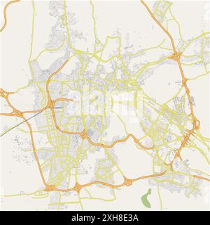 Road map of Mecca in Saudi Arabia. Contains layered vector with roads water, parks, etc. Stock Vector