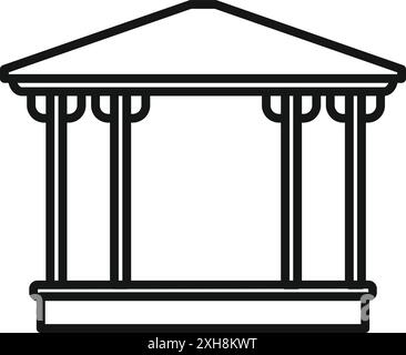 Semplice illustrazione line art di un gazebo con podio, perfetto per rappresentare il relax all'aperto Illustrazione Vettoriale