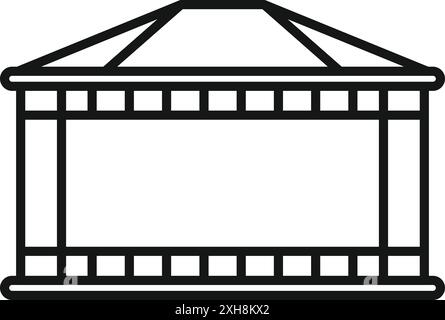 Gazebo in legno con tetto in piedi nel parco per rilassarsi nella giornata estiva Illustrazione Vettoriale