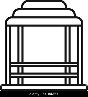 Semplice disegno in linea di un gazebo in legno con tetto, perfetto per rappresentare il relax all'aperto e il tempo libero Illustrazione Vettoriale