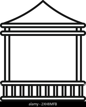 Gazebo in legno con ringhiera su sfondo bianco Illustrazione Vettoriale