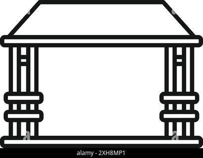 Semplice struttura gazebo in legno che fornisce riparo in uno stile artistico minimalista Illustrazione Vettoriale