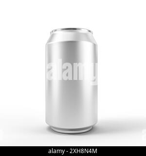 lattina soda in alluminio 3d su sfondo bianco. design mockup Foto Stock