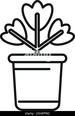 Illustrazione minimalista di una pianta domestica che cresce in un vaso, perfetta per progetti relativi all'arredamento, al giardinaggio e alla cura delle piante Illustrazione Vettoriale