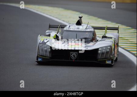 São PAULO, SP - 12.07.2024: ROLEX 6 HORAS DE São PAULO - Peugeot 9X8 guidato da Mikkel Jensen, Nico Müller e Jean-Eric Vergne durante la prima sessione di prove libere della 6 ore Rolex di São Paolo, tenutasi il 12 giugno 2024 sul circuito Interlagos-SP. (Foto: Renato Assis/Fotoarena) credito: Foto Arena LTDA/Alamy Live News Foto Stock