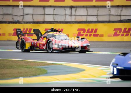 São PAULO, SP - 12.07.2024: ROLEX 6 HORAS DE São PAULO - Ferrari 499P guidata da Antonio fuoco, Miguel Molina e Nicklas Nielsen durante la prima sessione di prove libere della 6 ore Rolex di São Paolo, tenutasi il 12 giugno 2024 sul circuito Interlagos-SP. (Foto: Renato Assis/Fotoarena) credito: Foto Arena LTDA/Alamy Live News Foto Stock