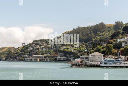 Vista panoramica dell'area della baia di Sausalito, California Foto Stock