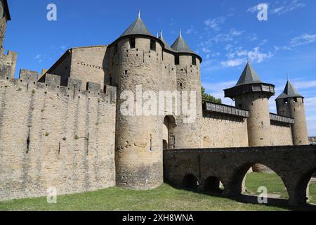 Cittadella medievale a Carcassonne nel sud della Francia Foto Stock