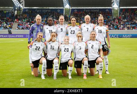 Reykjavik, Islanda. 12 luglio 2024. Calcio, donne, qualificazioni al Campionato europeo, Islanda - Germania, Lega A, gruppo 4, giorno 5. La squadra tedesca prima della partita. Crediti: Brynjar Gunnarsson/dpa/Alamy Live News Foto Stock