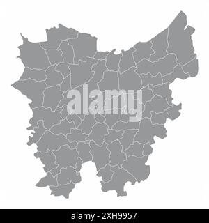 La mappa amministrativa della provincia delle Fiandre orientali isolata su sfondo bianco, Belgio Illustrazione Vettoriale