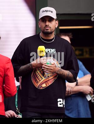 Nick Kyrgios il dodicesimo giorno dei Campionati di Wimbledon 2024 all'All England Lawn Tennis and Croquet Club di Londra. Data foto: Venerdì 12 luglio 2024. Foto Stock