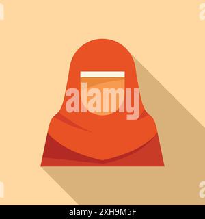 Semplice illustrazione di una donna musulmana che indossa un hijab nel rispetto delle sue credenze e tradizioni religiose Illustrazione Vettoriale