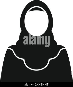 Silhouette nera di una donna adulta che indossa un hijab, che rappresenta la fede islamica e l'identità culturale Illustrazione Vettoriale