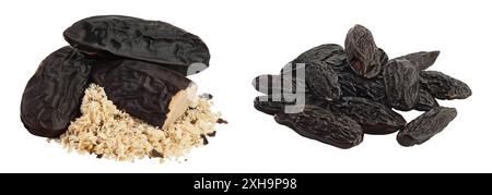 Fagiolo di Tonka isolato su sfondo bianco con profondità di campo piena. Fagiolo di Dipteryx odorata Foto Stock