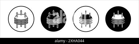 3 livelli traspiranti icona simbolo vettoriale o collezione di set di segni in bianco e nero Illustrazione Vettoriale