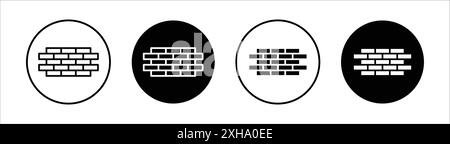 Icona parete in mattoni simbolo vettoriale o collezione set di insegne in bianco e nero Illustrazione Vettoriale