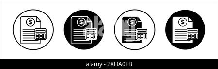 Icona budget simbolo vettoriale o collezione set di segni in bianco e nero Illustrazione Vettoriale