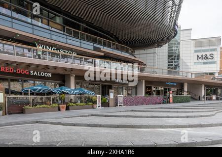 Centro commerciale WestQuay vista da Western Esplanade, Southampton, Hampshire, Inghilterra, Regno Unito Foto Stock