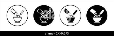 Ingredients Mix Icon Vector symbol o Sign Set Collection in bianco e nero Illustrazione Vettoriale