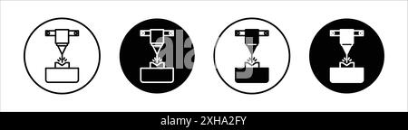 Icona della macchina laser simbolo vettoriale o collezione di set di insegne in bianco e nero Illustrazione Vettoriale