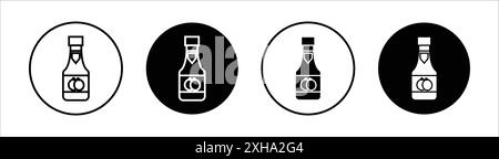 Icona ketchup simbolo vettoriale o collezione set di cartelli in bianco e nero Illustrazione Vettoriale