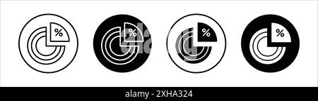 Icona rapporto simbolo vettoriale o insieme di set di segni con contorno bianco e nero Illustrazione Vettoriale