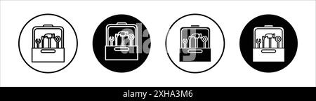 Icona casella strumenti simbolo vettore o insieme di set di segni in bianco e nero Illustrazione Vettoriale