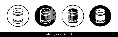 Icona latta simbolo vettoriale o collezione set di insegne in bianco e nero Illustrazione Vettoriale