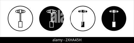 Icona del martello scalpellatore per saldatura simbolo vettoriale o set di simboli con contorno bianco e nero Illustrazione Vettoriale