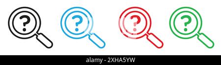 Individuazione della raccolta di simboli vettoriali o set di segni con un contorno in bianco e nero Illustrazione Vettoriale