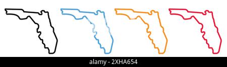 Icona della mappa della Florida simbolo vettoriale o collezione di set di simboli in bianco e nero Illustrazione Vettoriale